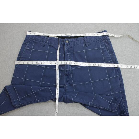 Volcom Shorts Mens 35 Blue Windowpane Cotton Blend on front center left leg - Picture 6 of 7
